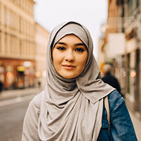 a woman wearing scarf